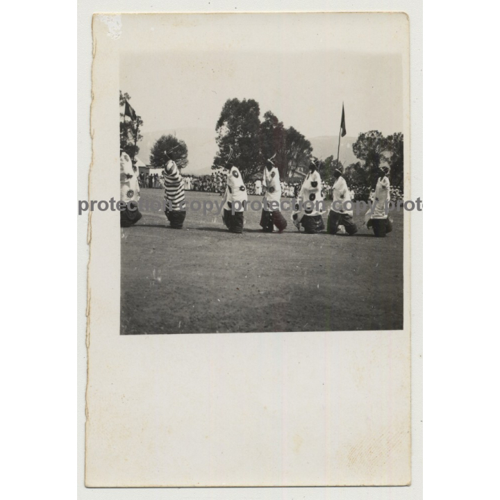 Congo / Africa: Tribal Warriors In Ceremonial Dress (Vintage Photo B/W ~1930s/1940s)