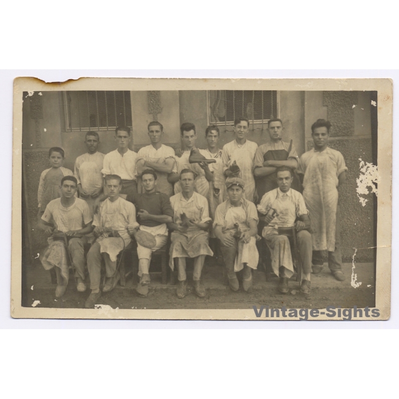 Mallorca?: Group Of Shoemakers In Front Of Workshop (Vintage RPPC ~1910s)