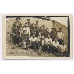 Spanish Civil War: Group Of Militiamen With Dogs (Vintage RPPC ~1930s)