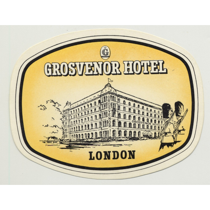 Grosvenor Hotel - London / Great Britain (Vintage Luggage Label)
