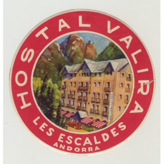 Hostal Valira - Les Escaldes / Andorra (Vintage Luggage Label)