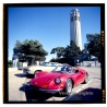 Ferrari Dino 264 GTS & Chevrolet Chevelle In Front Of Coit Tower (Vintage Diapositive ~1970s/1980s)