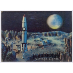 Space Rocket / Moon Landing (Vintage 3D Lenticular PC ~1970s/1980s)