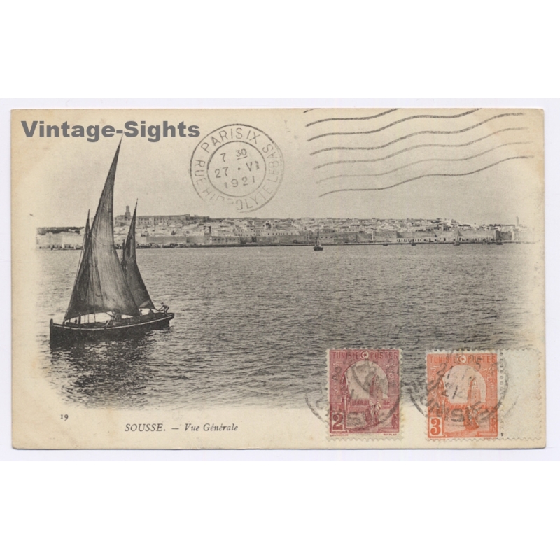Sousse / Tunisa: Vue Génèrale - Voilier (Vintage PC 1921)