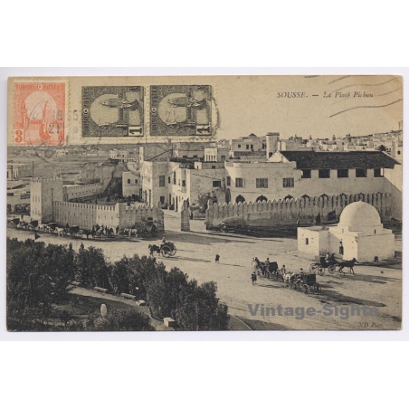 Sousse / Tunisa: La Place Pichon (Vintage PC 1921)