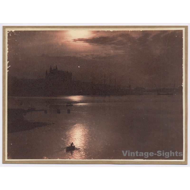 Palma de Mallorca Cathedral At Night (Rare Vintage Photo - Bromoil Print ~1910s/1920s)