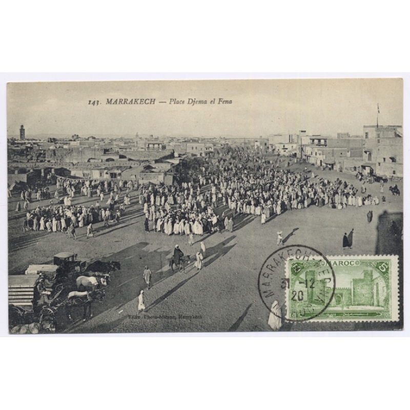 Marrakesh / Morocco: Place Djema el Fena (Vintage PC 1920)