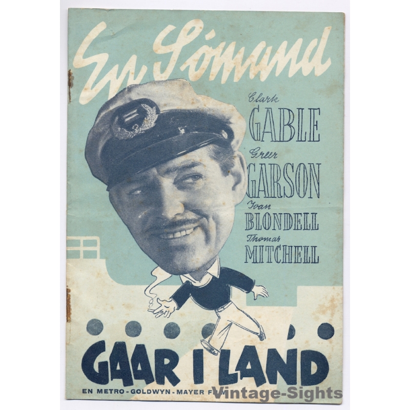Clark Gable & Greer Garson in 'Adventure' (Vintage Danish Movie Program 1945)