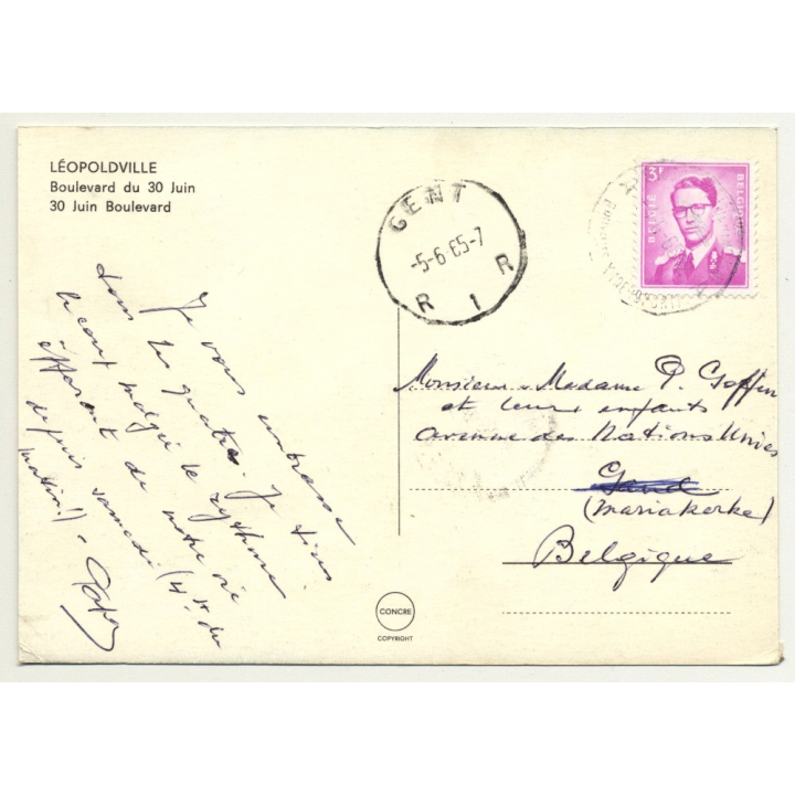 Léopoldville - Kinshasa / Congo: Boulevard du 30 Juin (Vintage Postcard 1965)