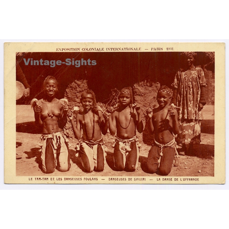 Human Zoo Paris 1931: Group Of Foulah Dancers - Le Dance De L'Offrande (Vintage PC)