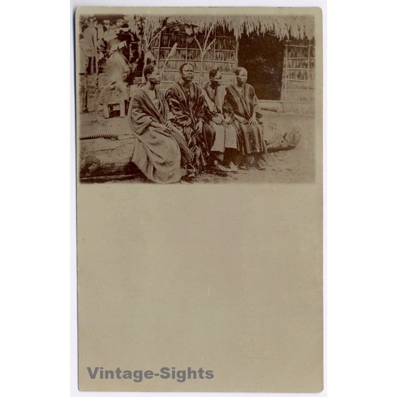 Human Zoo: Group Of West African Tribe Members Exhibited (Rare Vintage RPPC ~1900s)