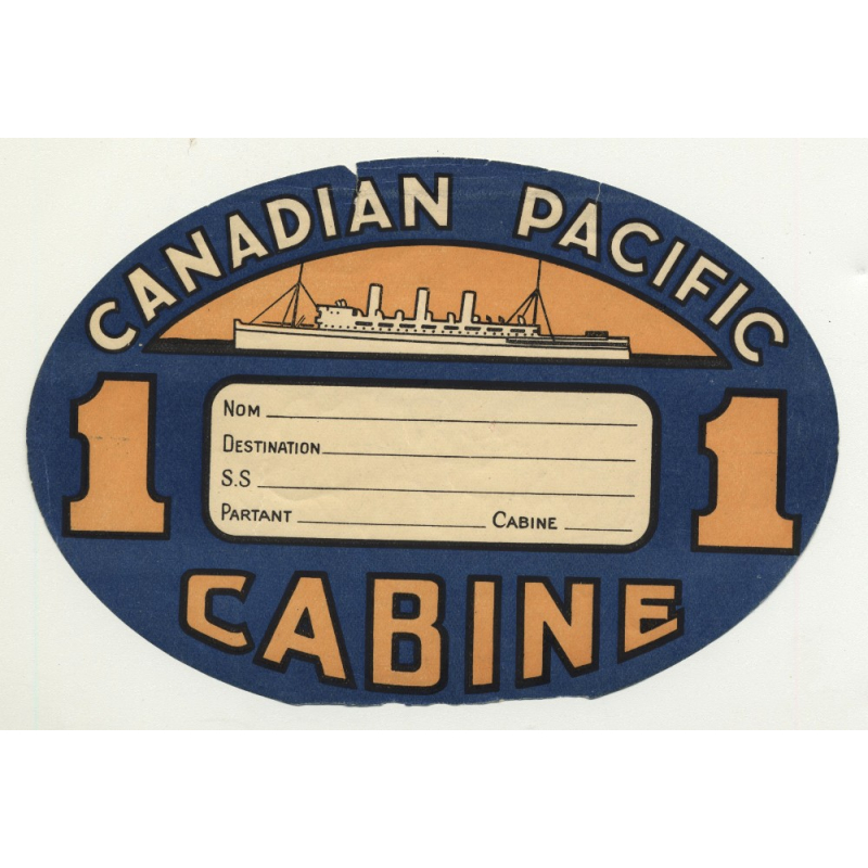 Canadian Pacific - Cabine - 1st Class (Vintage Shipping Line Luggage Label)