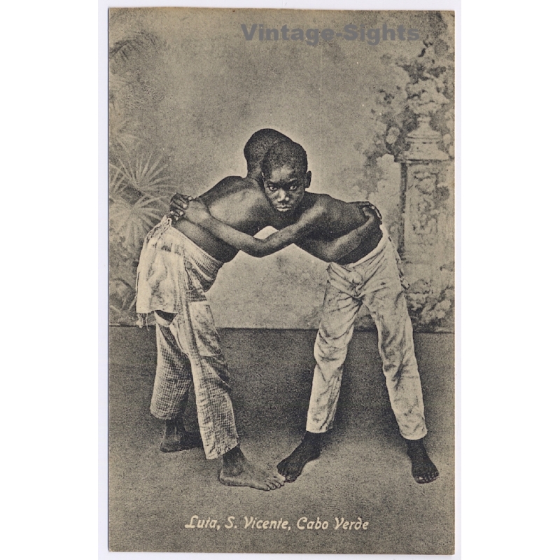 S.Vicente / Cabo Verde: Luta - Native Kids Wrestling / Ethnic (Vintage PC 1910s/1920s)