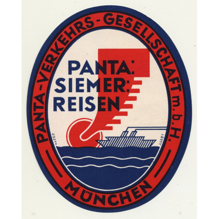 Panta Siemer Reisen / Panta-Verkehrs-Gesellschaft m.b.H. (Vintage Luggage Label)
