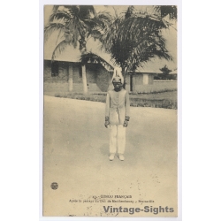 Brazzaville / Congo Francais: Native in Uniform & Pickelhaube with Parade Plume (Vintage PC 1912)