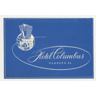 Hotel Columbus - Hamburg 36 / Germany (Vintage Luggage Label)