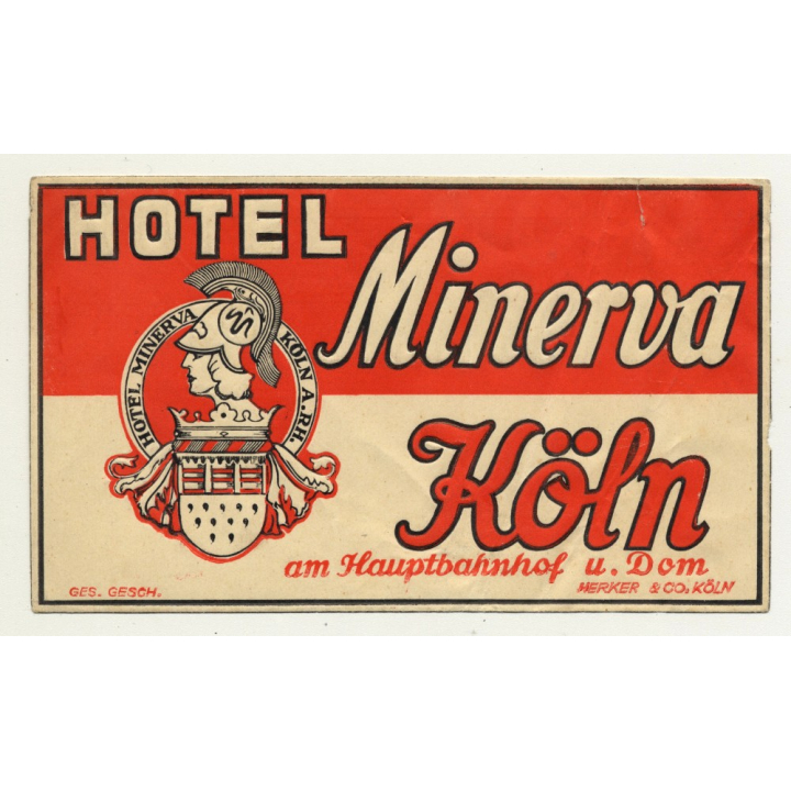 Hotel Minerva - Köln / Germany (Vintage Luggage Label)