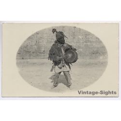 Italian Tripolitania (Libya): Native Gnawa Drummer / Ethnic - Boussadia (Vintage RPPC 1910s/1920s)
