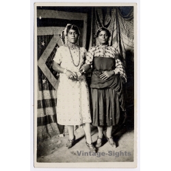 Italian Tripolitania (Libya): Portrait Of 2 Female Berbers In Festive Attire / Ethnic (Vintage RPPC 1910s/1920s)