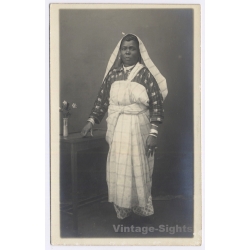 Trinidad: East Indian Diaspora Woman Portrait / Ethnic (Vintage RPPC ~1930s)