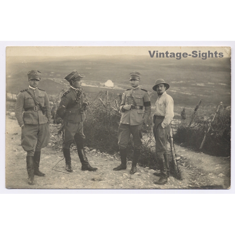 Italian Tripolitania (Libya): Italian Soldiers & Colonial Master (Vintage RPPC ~1910s/1920s)