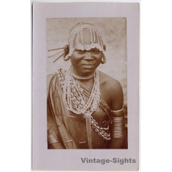 Kenya: Native Kikuyu Girl / Tribal Jewelry - Ethnic (Vintage RPPC 1920s/1930s)