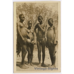 Cameroon: Young Natives Of The Kirdi People / Ethnic Nude (Vintage RPPC 1930s/1940s)