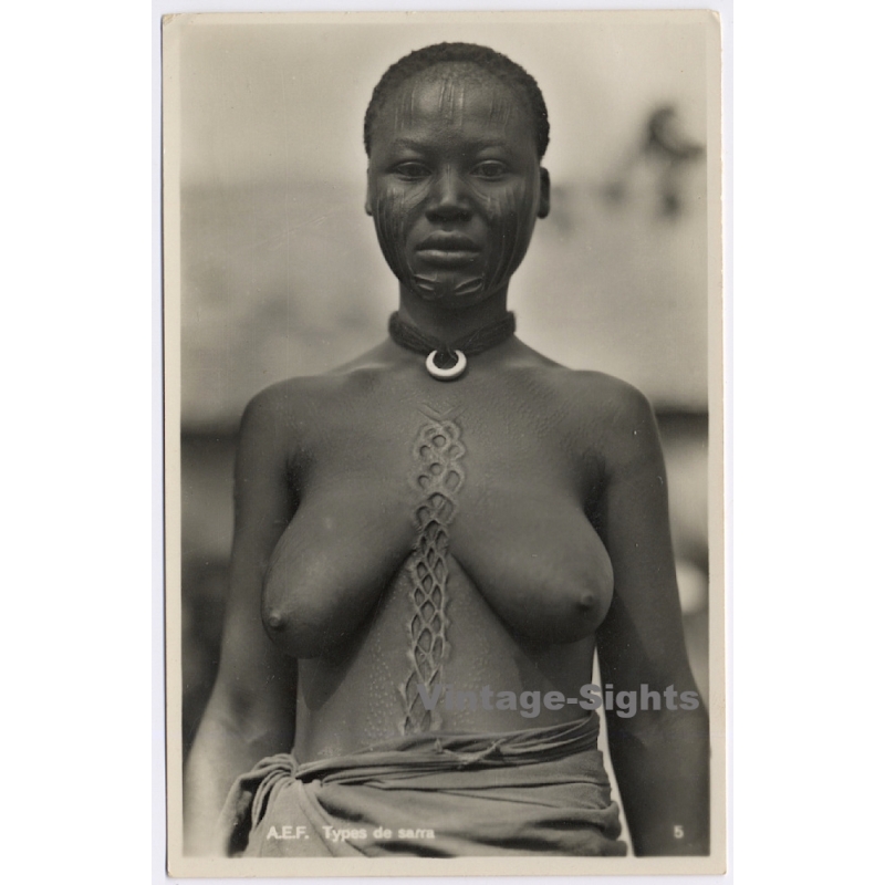 Casimir Zagourski: Native Female Of Sara People / Tribal Scars - Ethnic (Vintage RPPC 1920s/1930s)