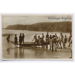 Sekondi - Gold Coast / Ghana: Beach Dugout / Ethnic - Censor Mark - UTC (Vintage RPPC ~1939)
