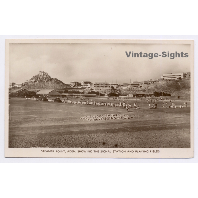 Aden / Yemen: Steamer Point - Signal Station - Playing Fields (Vintage RPPC 1920s/1930s)