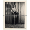 Racy Semi Nude Blonde In Black Lingerie *5 / Thighs (Vintage Photo B/W ~1940s/1950s)