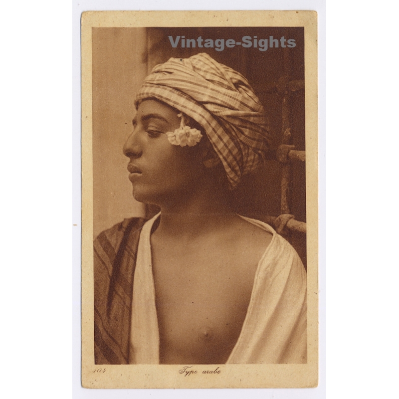 Lehnert & Landrock N°104: Type Arabe / Semi Nude Male - Ethnic (Vintage PC 1910s/1920s)