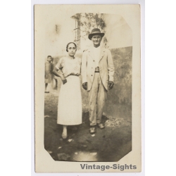 Nice Portrait Of Elder Spanish Man & His Daughter (Vintage RPPC ~1910s/1920s)