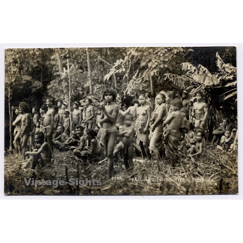 Malaysia: Sakai Tribe Members - Ulu Jelebu / Ethnic Nude (Vintage RPPC ~1930s)