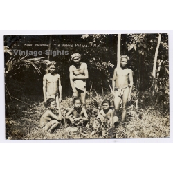 Malaysia: Sakai Tribe Members - Ulu Batang Padang / Ethnic Nude (Vintage RPPC ~1930s)