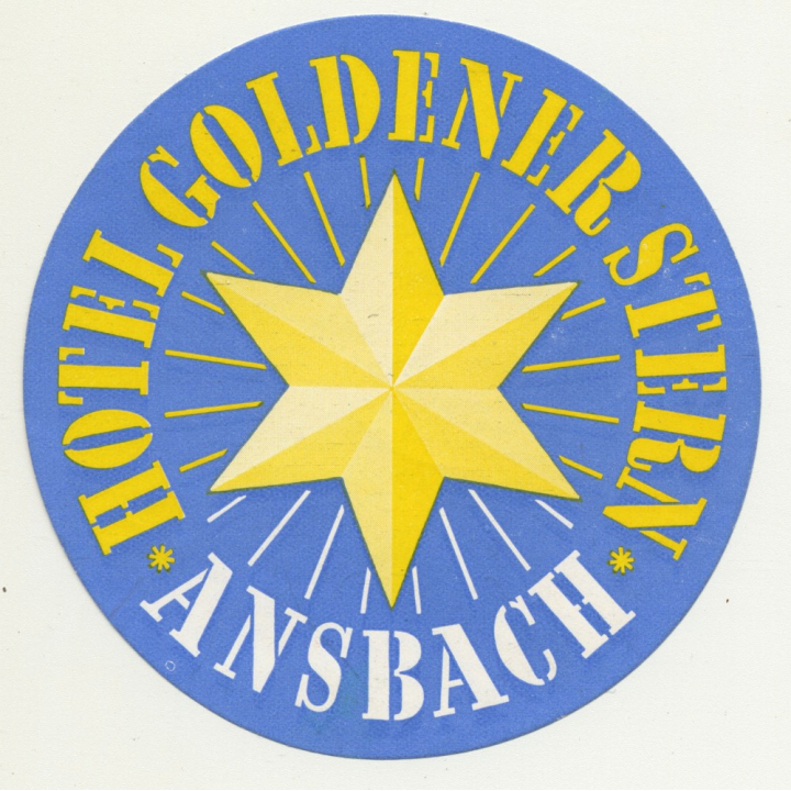 Hotel Goldener Stern - Ansbach / Germany (Vintage Luggage Label)