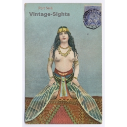 Egypt: Topless Dancer In Dragonfly Wing Skirt / Ethnic Nude (Vintage PC 1908)