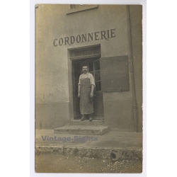 France: Cordnooerie - Shoemaker In Front Of Shop (Vintage RPPC ~1910s)