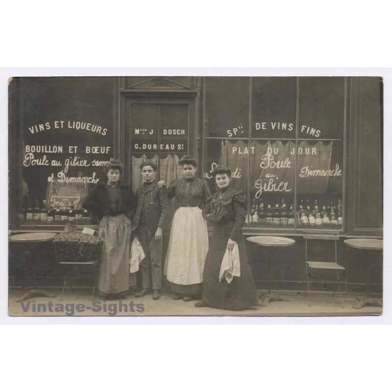 26,Rue de La Roquette / Paris: Maison de Vins-Bouillon Dusch/Dureau (Vintage RPPC 1907)