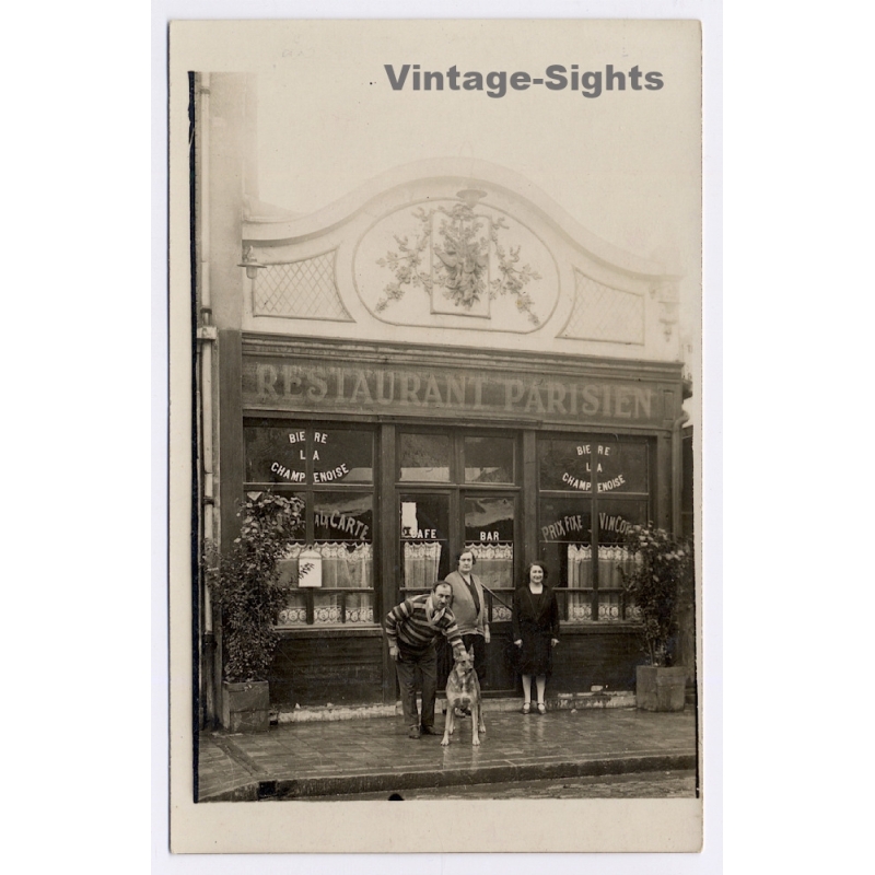 Champagne / France: Restaurant Parisien - Art Nouveau Facade (Vintage RPPC ~1910s/1920s)