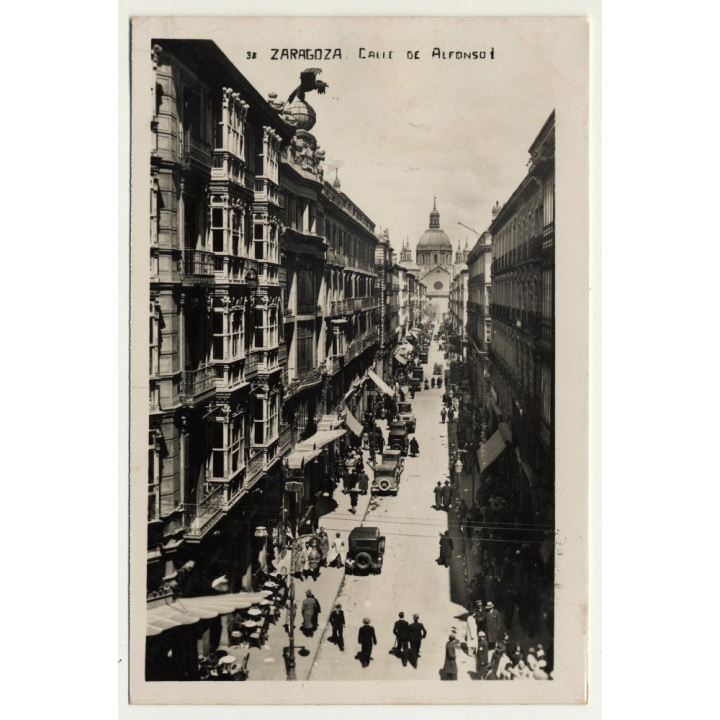 Zaragoza / Spain: Calle De Alfonso I (Vintage RPPC 1956)