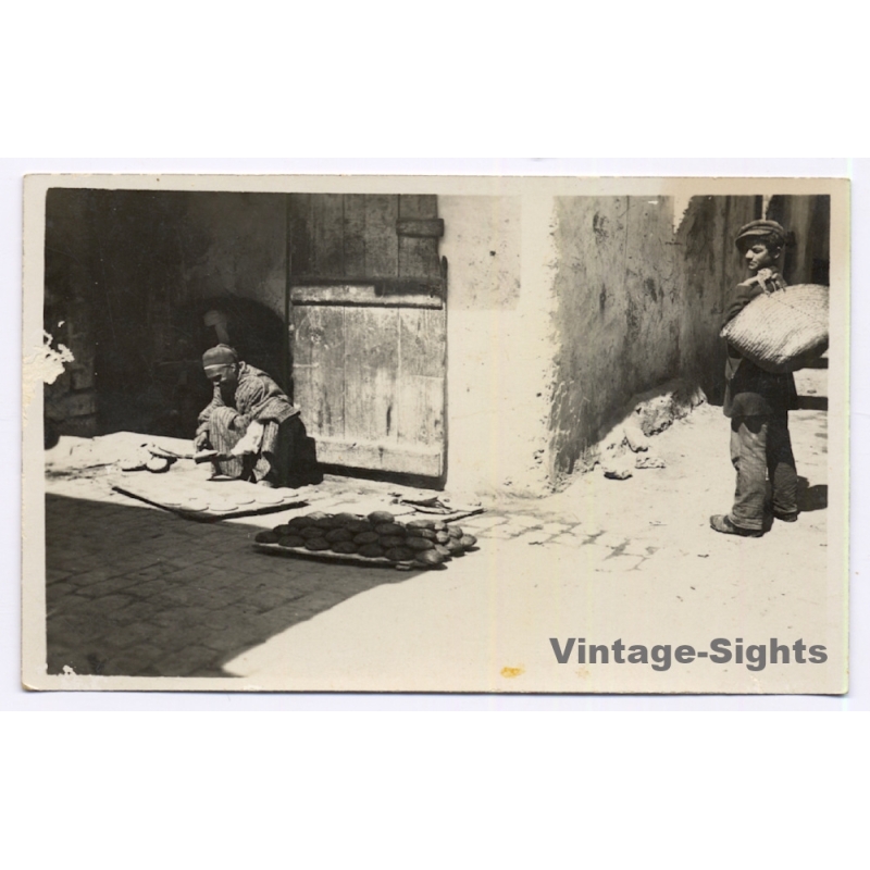 Medina / Tripolitana Italiana: Street Vendor & Boy / B.Liotti (Vintage RPPC ~1910s/1920s)