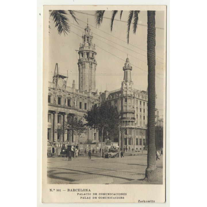 Barcelona / Spain: Palacio De Comunicaciones (Vintage RPPC 1926 Zerkowitz)