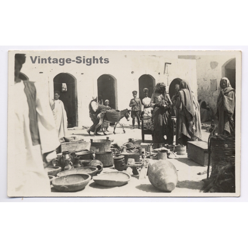 Tripolis / Tripolitana Italiana: Market - Colonial Soldier / B.Liotti (Vintage RPPC ~1910s/1920s)
