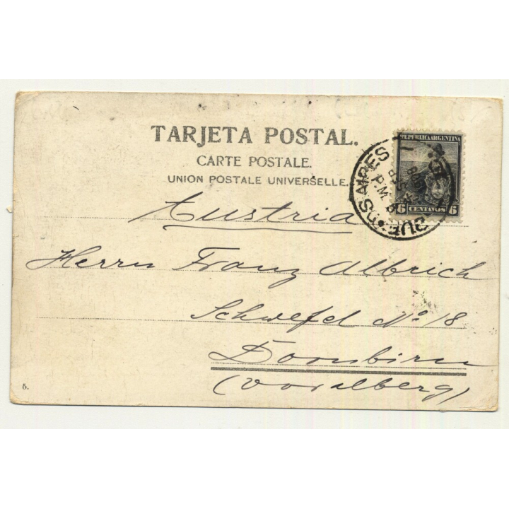 Buenos Aires / Argentina: Avenida De Mayo (Vintage Postcard 1908)