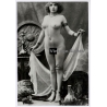 1920s Erotica: Pretty Nude Female With Cloth / Jean Agelou - Risqué (Large Photo Reprint ~ 24x17CM)