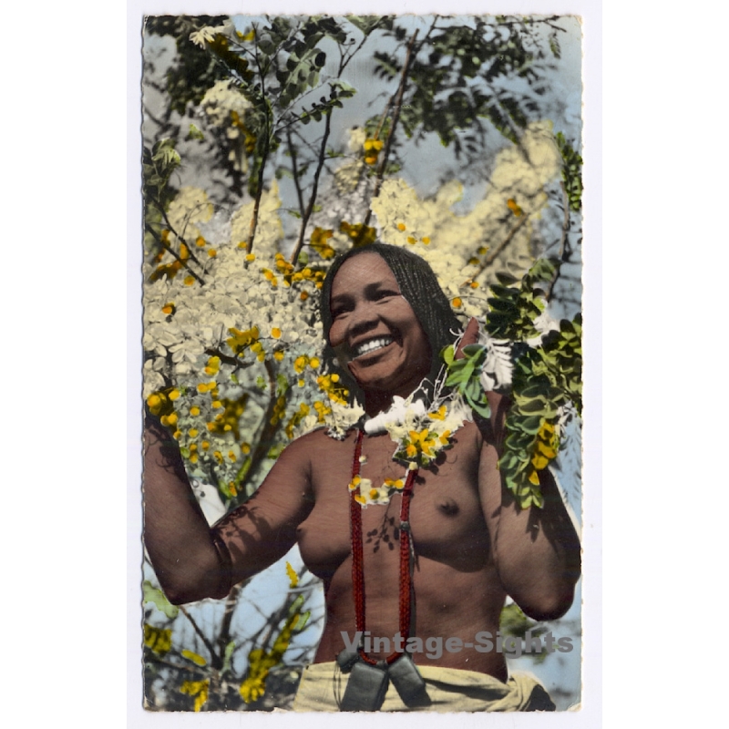 L'Afrique En Couleurs: Jeune Femme / Ethnic Nude (Vintage RPPC ~1940s/1950s)