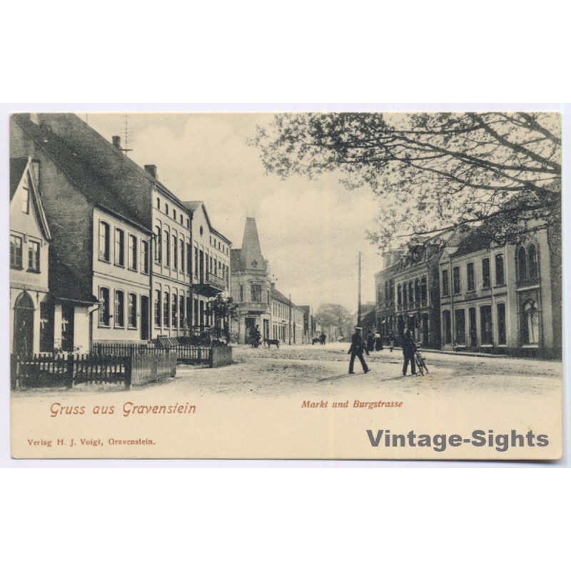 Gråsten / Denmark: Markt und Burgstrasse (Vintage PC ~1910s)