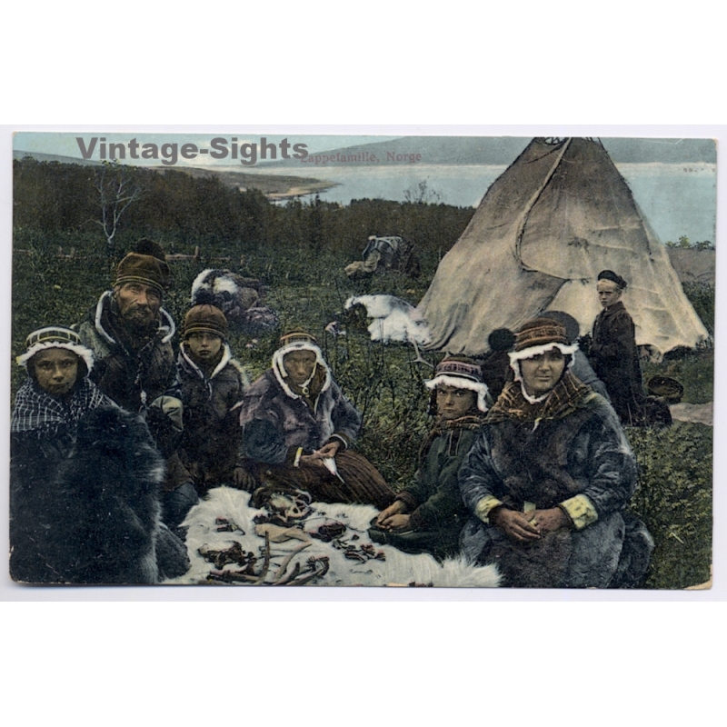 Lappland / Norway: Indigenous Samen In Front Of Lavvu (Vintage PC 1924)