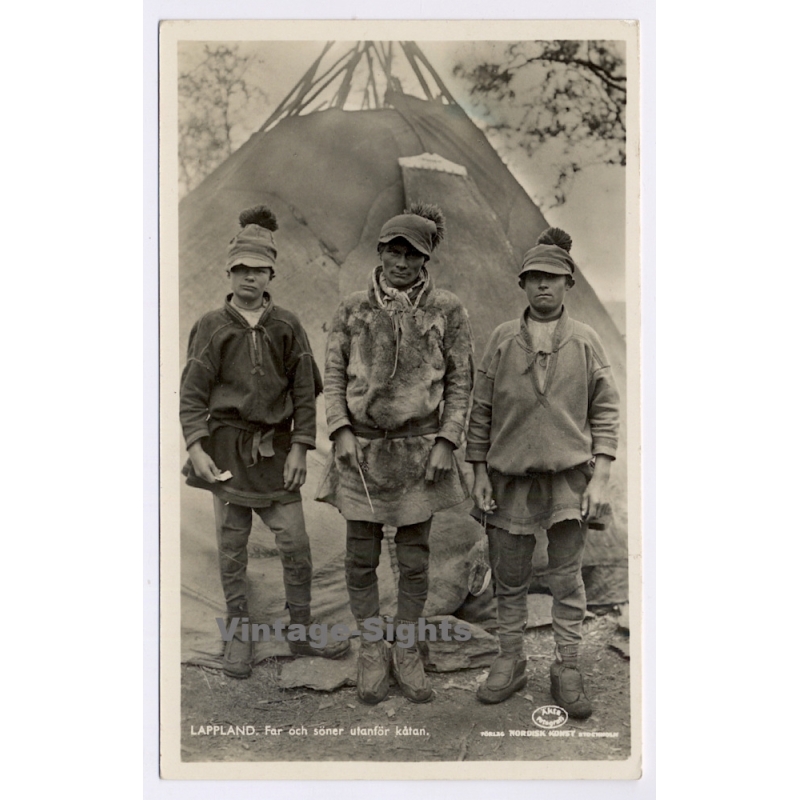 Sweden: Indigenous Samen In Front Of Lavvu / Samí - Ethnic (Vintage RPPC 1939)